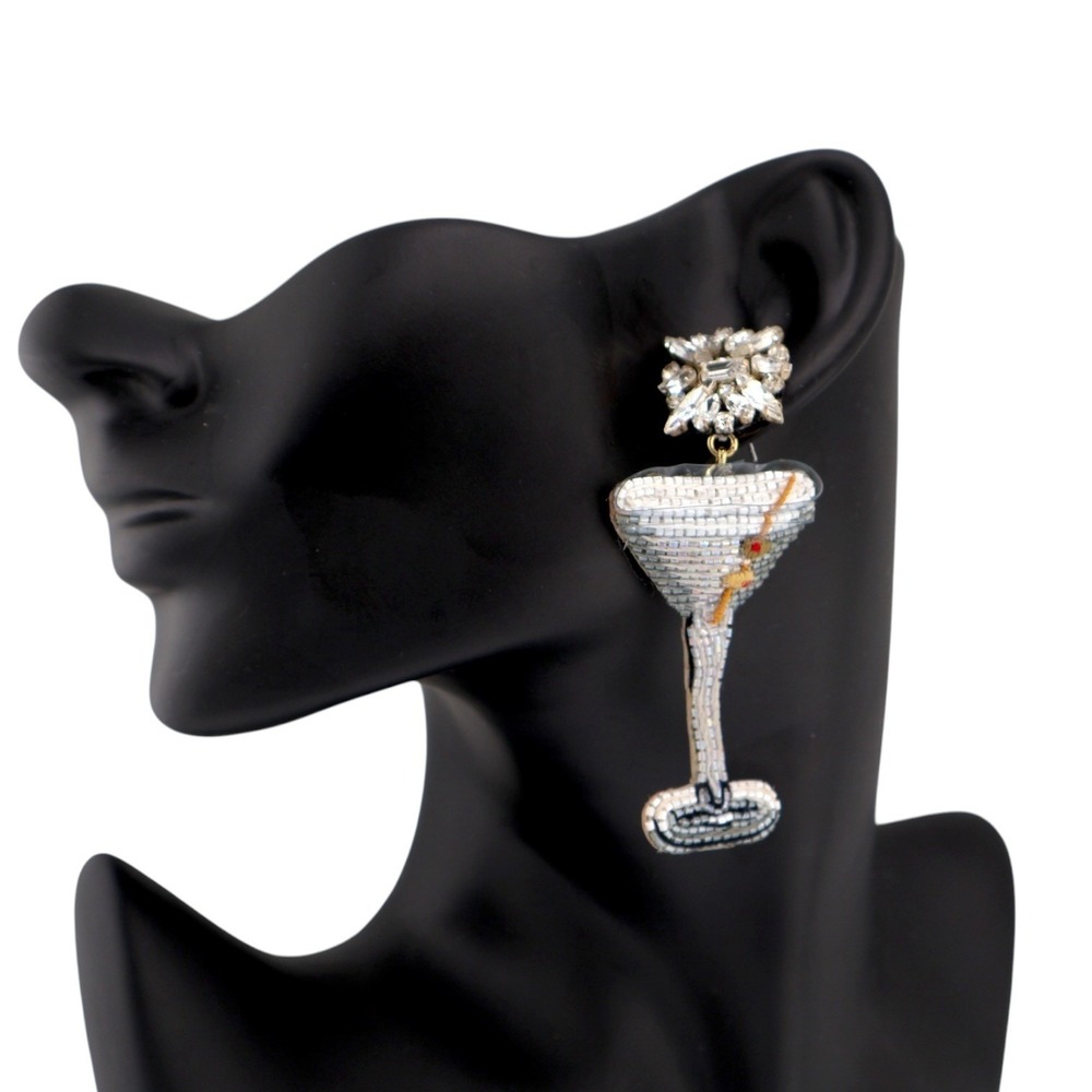 Mignonne Gavigan Bemelmans Martini Earrings Beaded Cocktail Glass